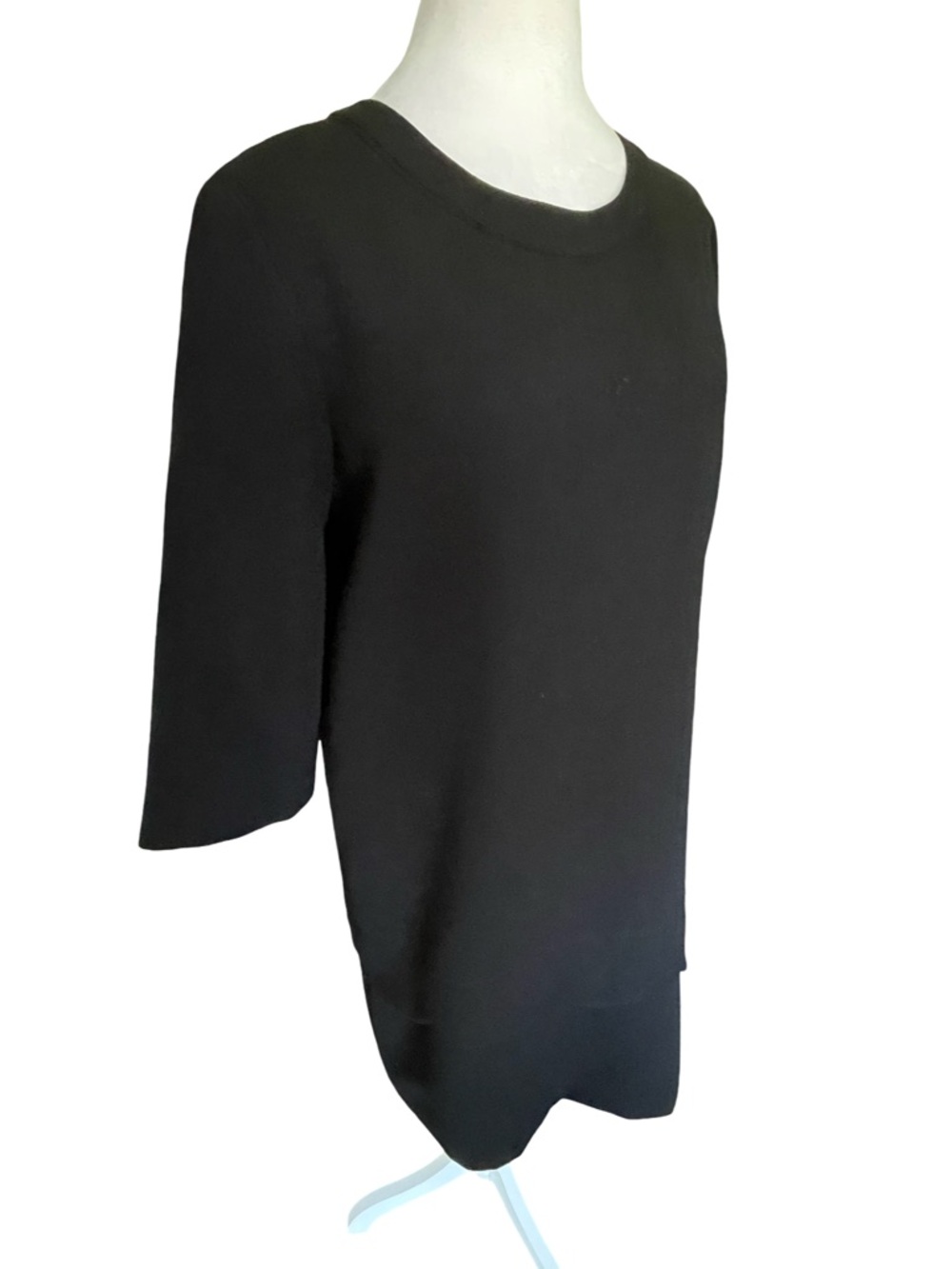 Kate Spade Black Scallop Hem Shift Dress 3/4 Sleeve LBD Minimalist Size 4 - Picture 4 of 13